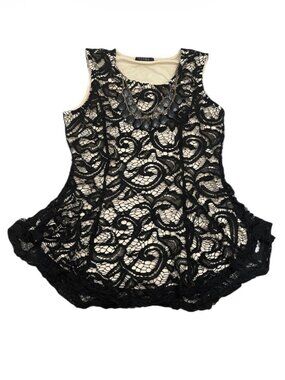 Scobe Women’s Sleeveless Lace Blouse Beige/Black Size S